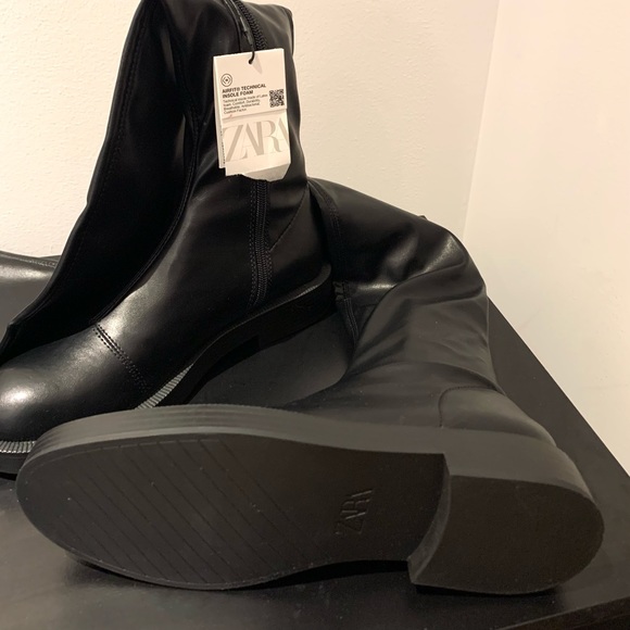 NWT Zara Flat Over the Knee Black Boots - Picture 11 of 11